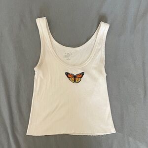 J.Galt Butterfly White Tank Top